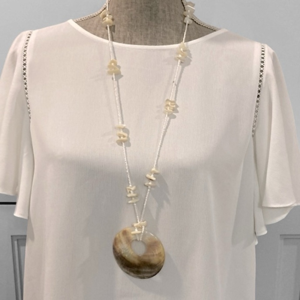 Sea shells and White beaded Necklace